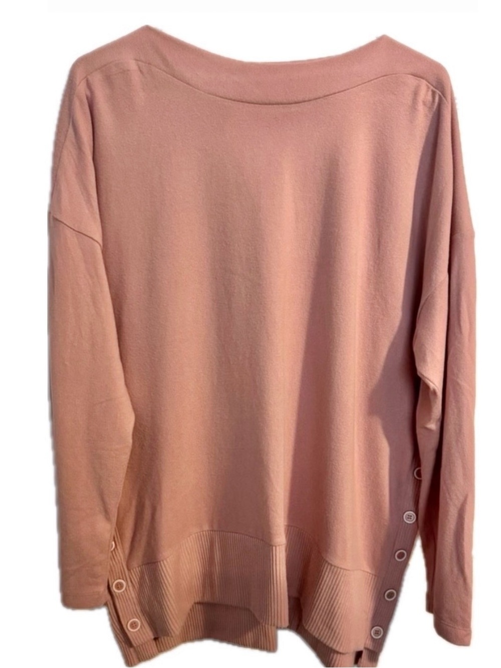 Retrology Blush Pink Button-Detail Pullover Sweater 2X